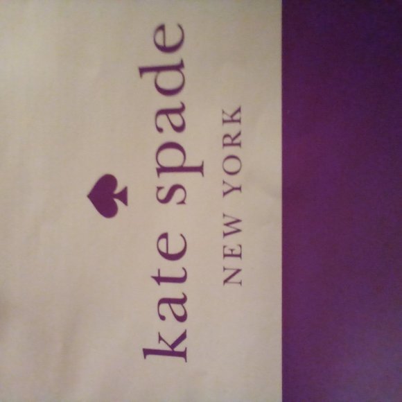 Purple and White Kate spade paper shopping bag 12 in H by 16 in Length - Picture 4 of 7